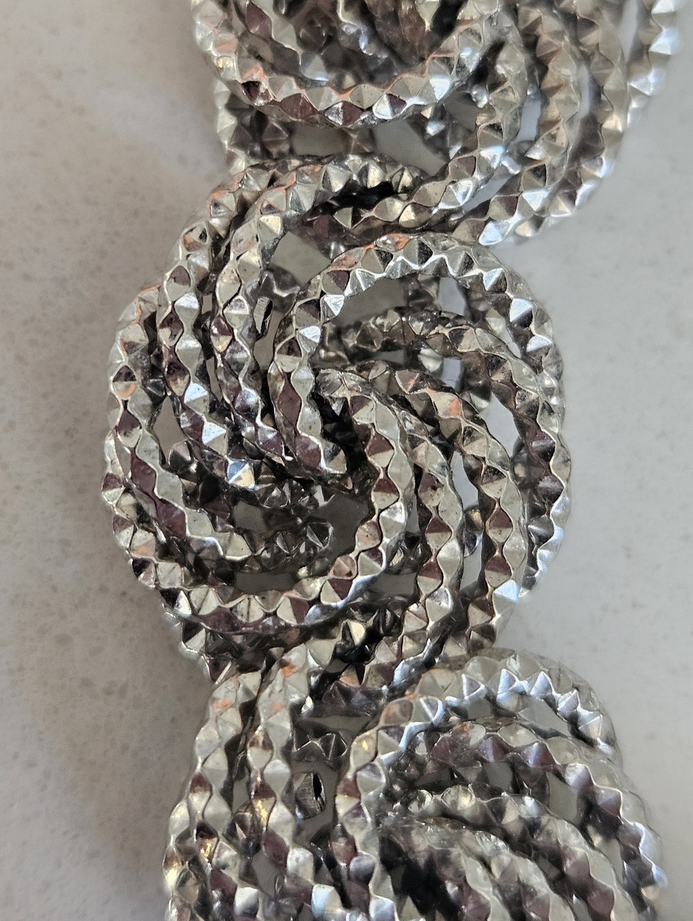 Unique Vintage OT 925 Turkey Sterling Silver Braided Swirl Statment Bracelet 8" - Picture 5 of 5